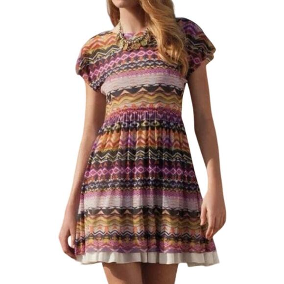 Weston Wear Dresses & Skirts - Weston Wear ANTHROPOLOGIE Caraz Aztec Cap Sleeve Dress Ruffle Petticoat Sz XL